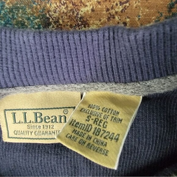 LL Bean Thermal Layer Blue Outdoor Cotton Shirt Long Sleeve Small Regular - Picture 8 of 13